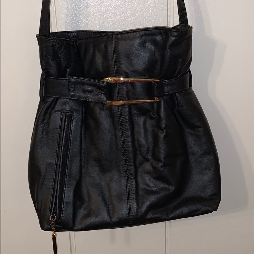 Vtg 80s/90s Paul Joseph black leather purse